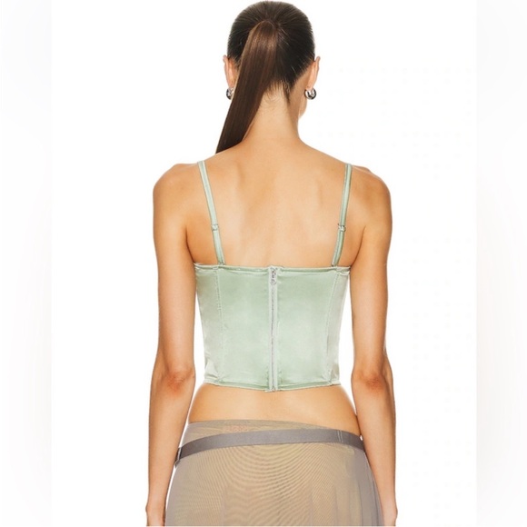 Fleur du Mal NEW NWT Sage Green Silk Hamptons Bustier Top - Picture 7 of 16